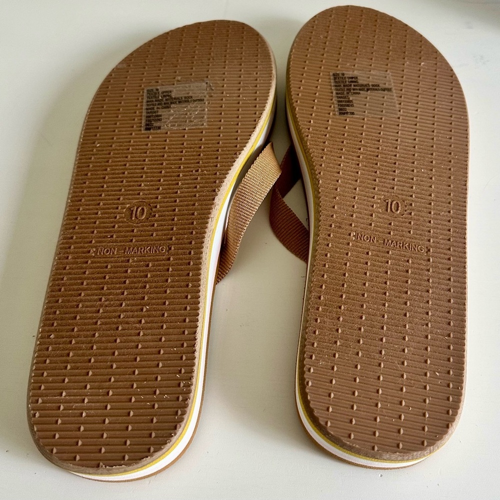 Wild Fable Pink Mustard Tan Flip Flops Size 10 - Picture 5 of 5